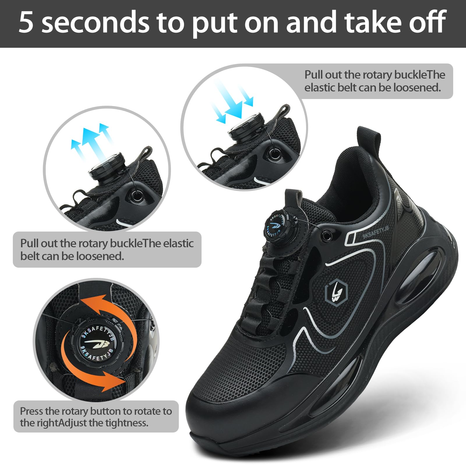 SmoothPace Scarpe Antinfortunistiche Uomo Donna Leggere Comode Traspiranti Scarpe Antinfortunistica Antiscivolo Ammortizzazione Sicurezza con Punta in Acciaio da Lavoro 37-46EU