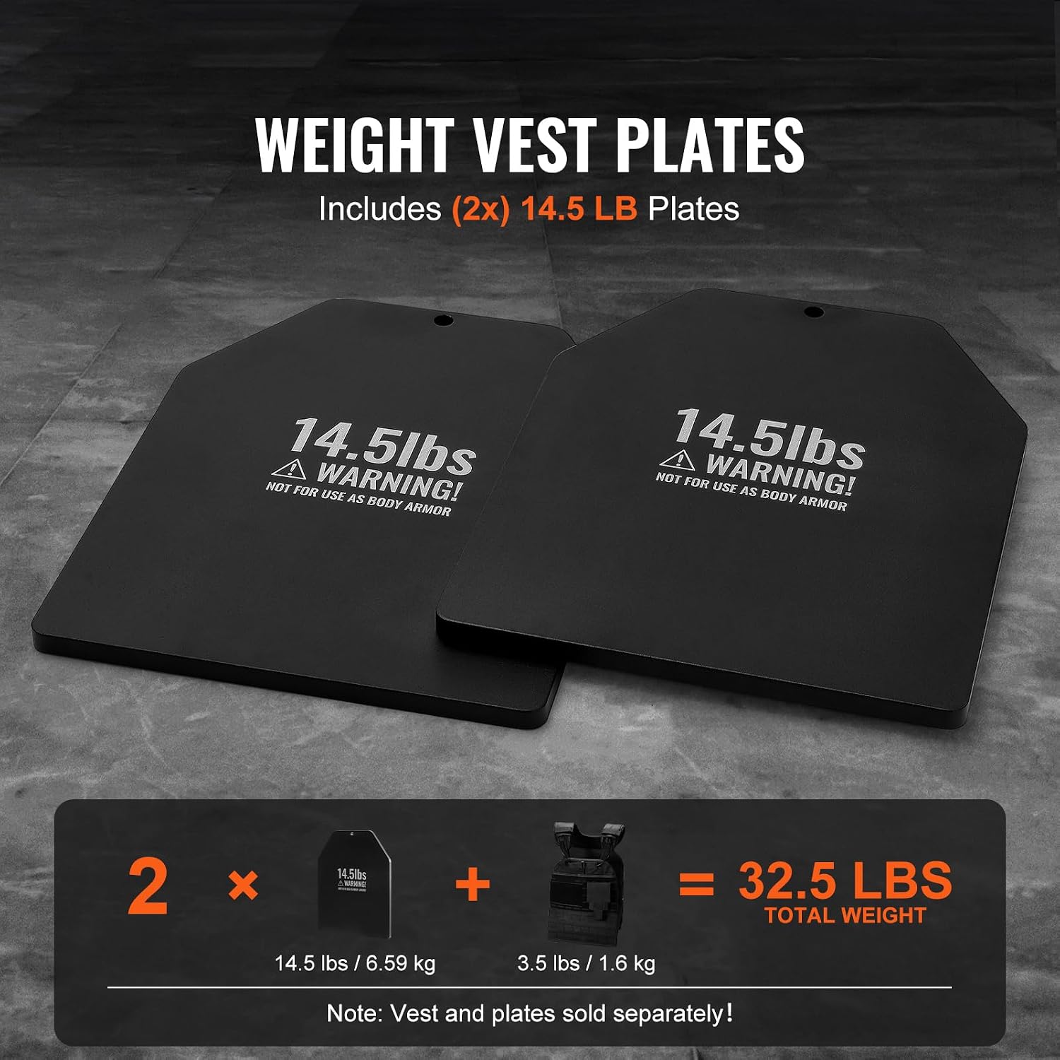 Happybuy Weight Vest Plates, 14.5 LB Pairs, Premium Steel Weighted plates, Contoured Ergonomic Fit – WODs, Additional Weight for Weight Vests, for Strength Training, Running