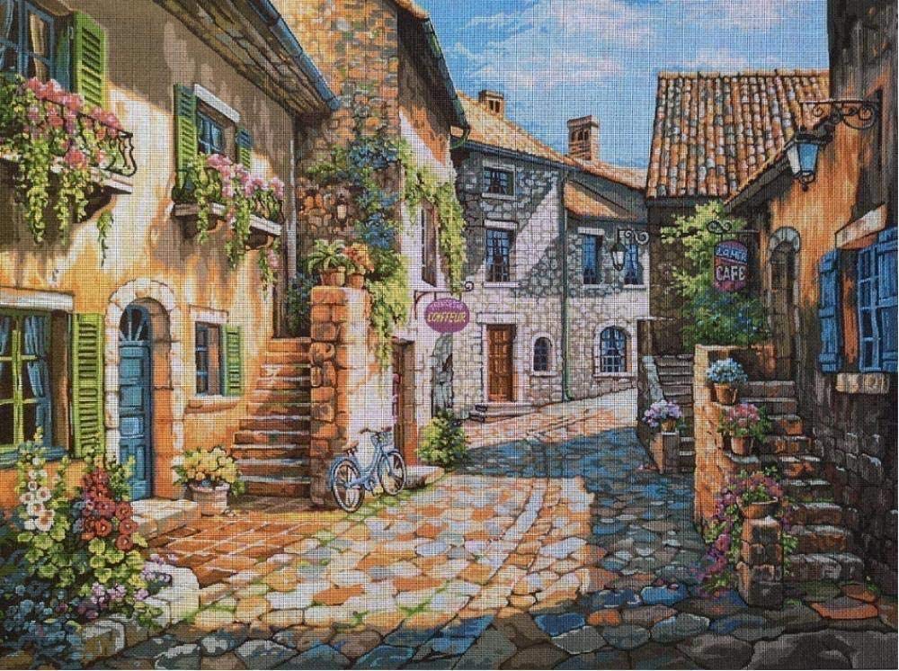 NA/ Adulti Bambini Principianti con Ricamo Arazzo Set da Ricamo Paesaggio Francese 54x70cm Set da Ricamo a Punto Croce Compreso Filo di Cotone Multistrato [] Bordado con aguja 5D HD cod 799