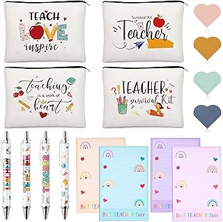Teacher Appreciation Gifts in Bulk,16 PCS Teacher Gifts with Makeup Bag Sticky Note Pads Bookmarks Pen,Back to School Christmas Valentine End of Year Thank You Gift from Students