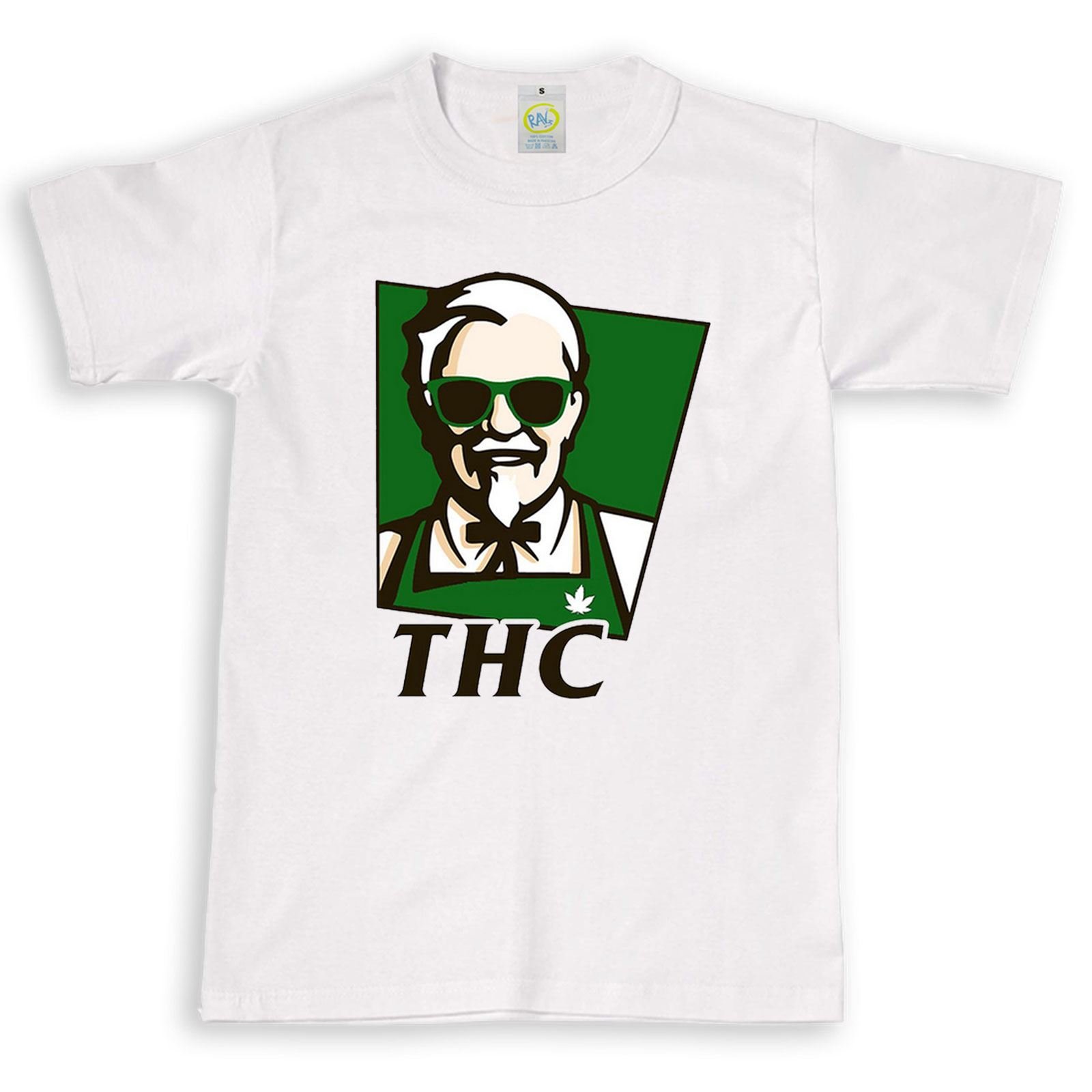 RAV3 THC KFC T-Shirt Marijuana Drugs Cannabis Gangster DOPE Stoner Weed TOP White