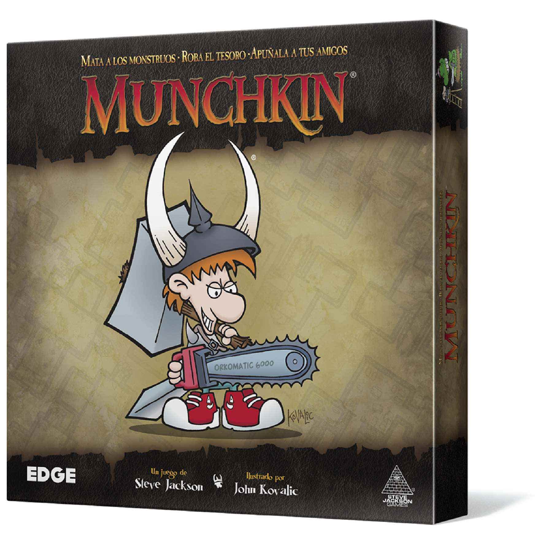 EDGE Studio | Munchkin | Kartenspiel | Tötet die Monster, stehle den Schatz, steche Deine Freunde | ab 10 Jahren, 3 bis 6 Spieler, 60 Minuten pro Spiel | Spanisch