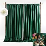TOAOFY 10x10ft Emerald Green Backdrop Curtains Green Drapes for Backdrops Satin Photo Backdrop Drapes for Christmas Decor Hoilday Props TAYBSDJ049
