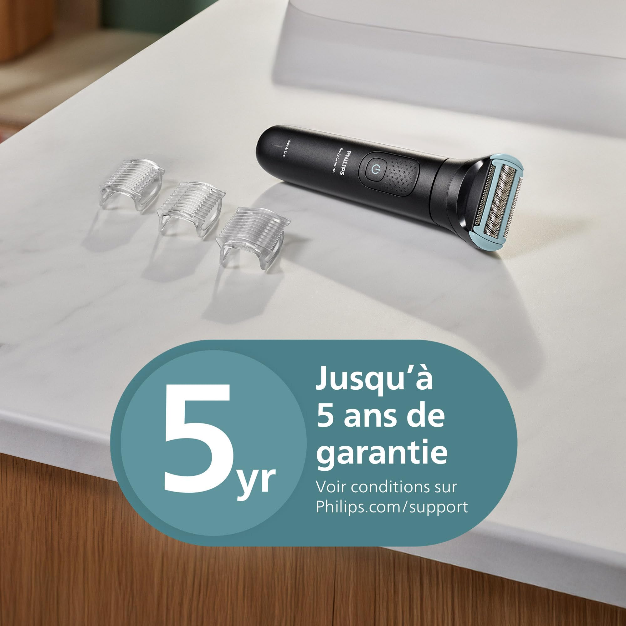 Philips Bodygroom série 5000 - tondeuse pour hommes avec système de rasage Triple protection, taille des poils et rasage des zones intimes, 100% étanche, autonomie de 100 min, modèle BG5485/30
