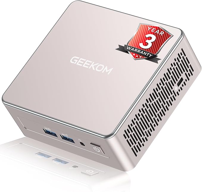 GEEKOM A5 Mini PC with AMD Ryzen 7 5825U, 3-Year Coverage, 16GB RAM&512GB M.2 NVMe SSD, Windows 11 Pro Desktop Computer, Vega 8 Graphics, SD Slot, 8K UHD, Dual HDMI | Wi-Fi 6, BT 5.2 | Home & Office
