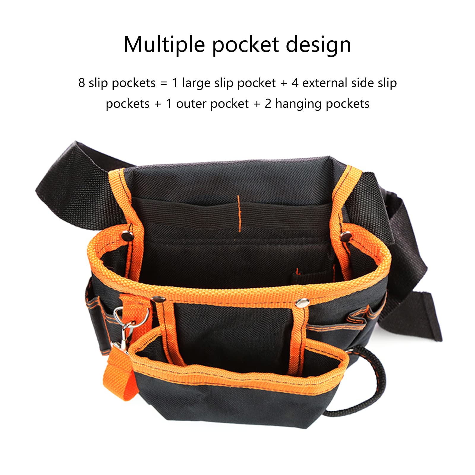 Marsupio Porta Attrezzi Per Cintura - Borsa Utensili In Oxford 600D Per Elettricisti E Meccanici | Nero - Foto 9