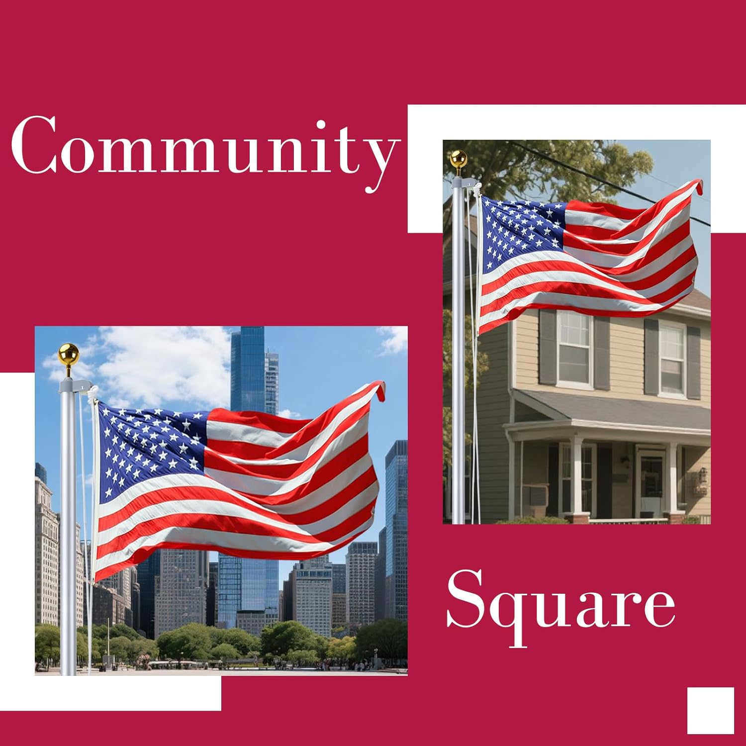 iElyiEsy 12 Gauge Heavy Duty 25FT Flag Pole with Aluminum Ball Kit - Flag Pole Aluminum Set with Gold Ball Finial, Embroidered Flag, White Rope & Installation Tools for Residential/Commercial Use - Image 8