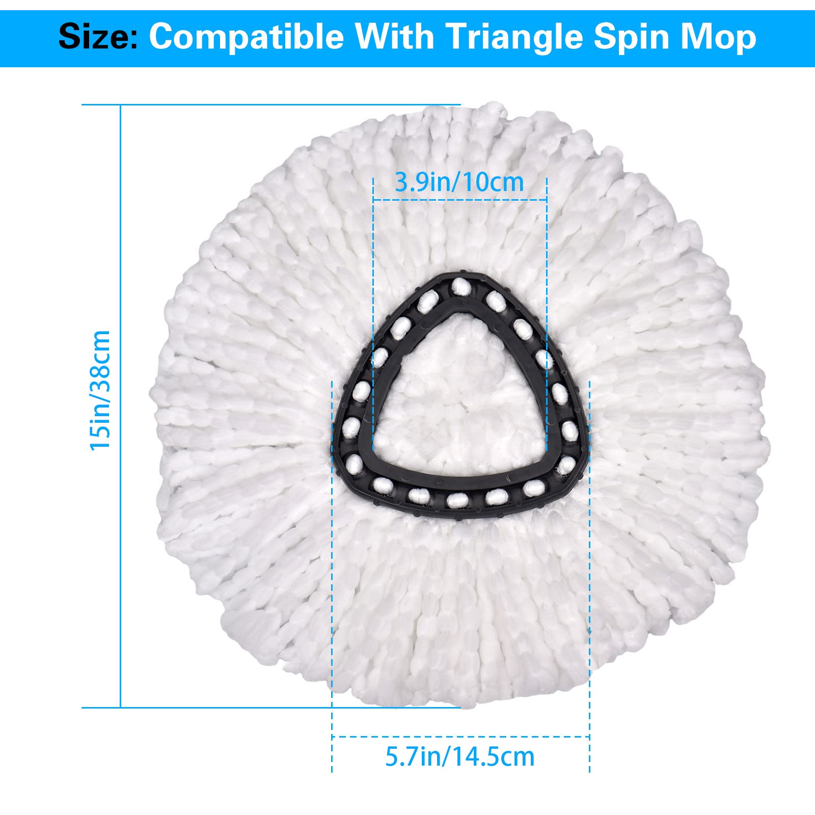 Spin Mop Replacement Head, 4 Pack Mop Replace Heads Compatible with 360 Degree Spin Mops, Microfiber Spinning Mop Refill, Easy Cleaning and Wring Spin Mop Heads for All Hard Surfaced Floors