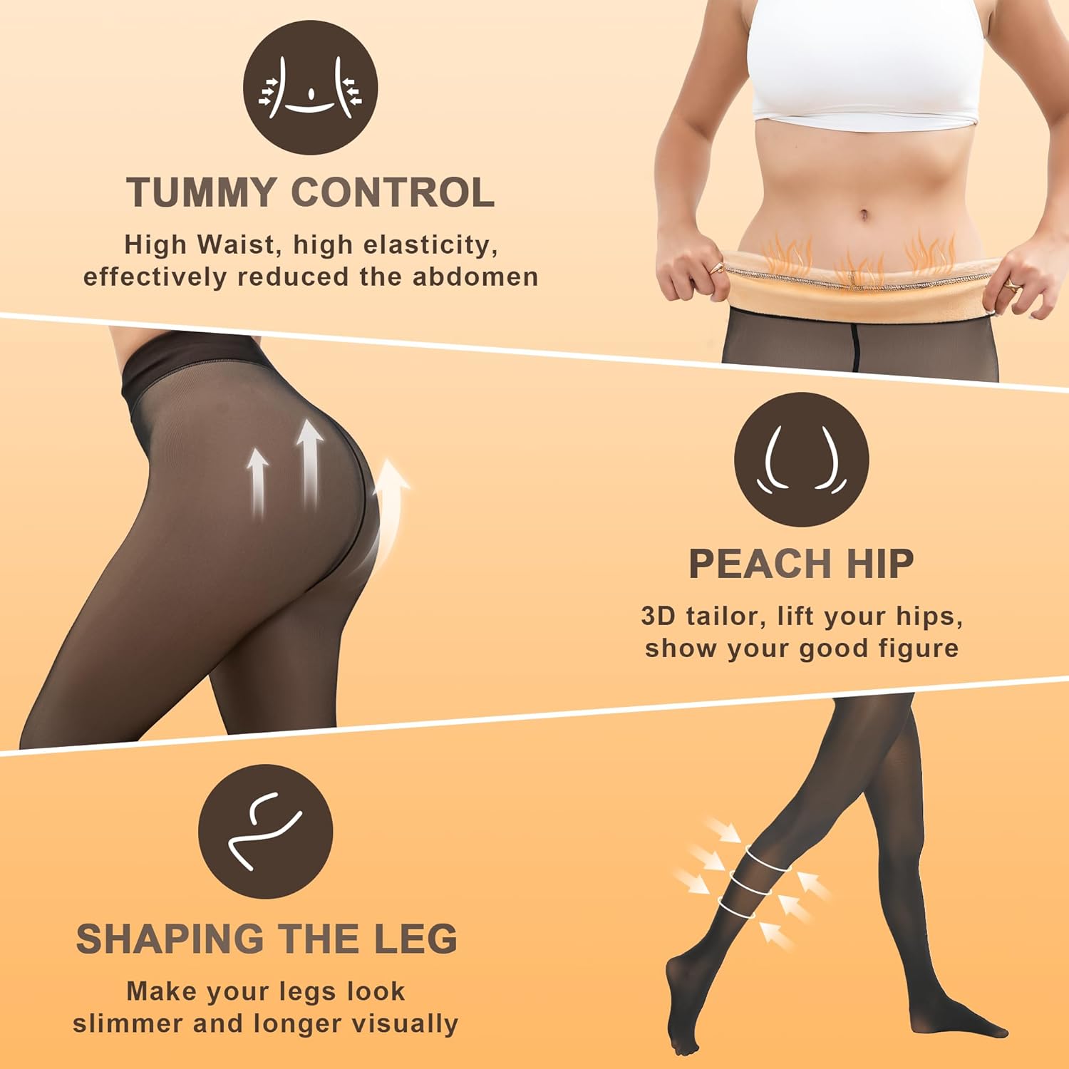 Fleece Lined Tights Sheer Thick Tight for Women Fake Translucent Warm Pantyhose Leggings Sheer Thick Tights for Winter - Image 6