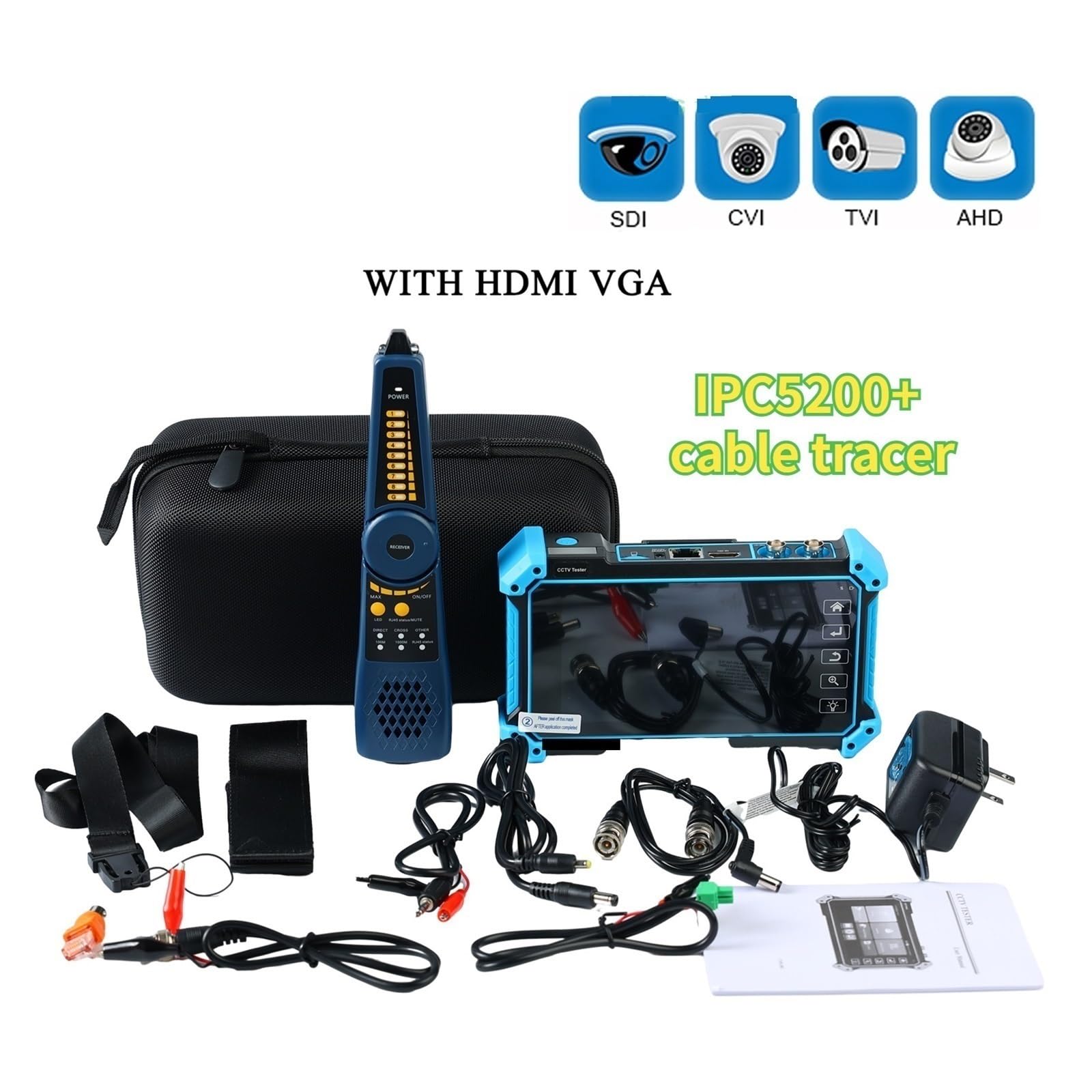 Überwachungskameratester IPC-5100Plus IPC5200Plus Videoüberwachungstester-Monitor 5,4 Zoll Fünf-in-Eins-CCTV-Testgerät H2.65-Koaxial-HD-Test Schnellvideo(IPC5200 with tracer)