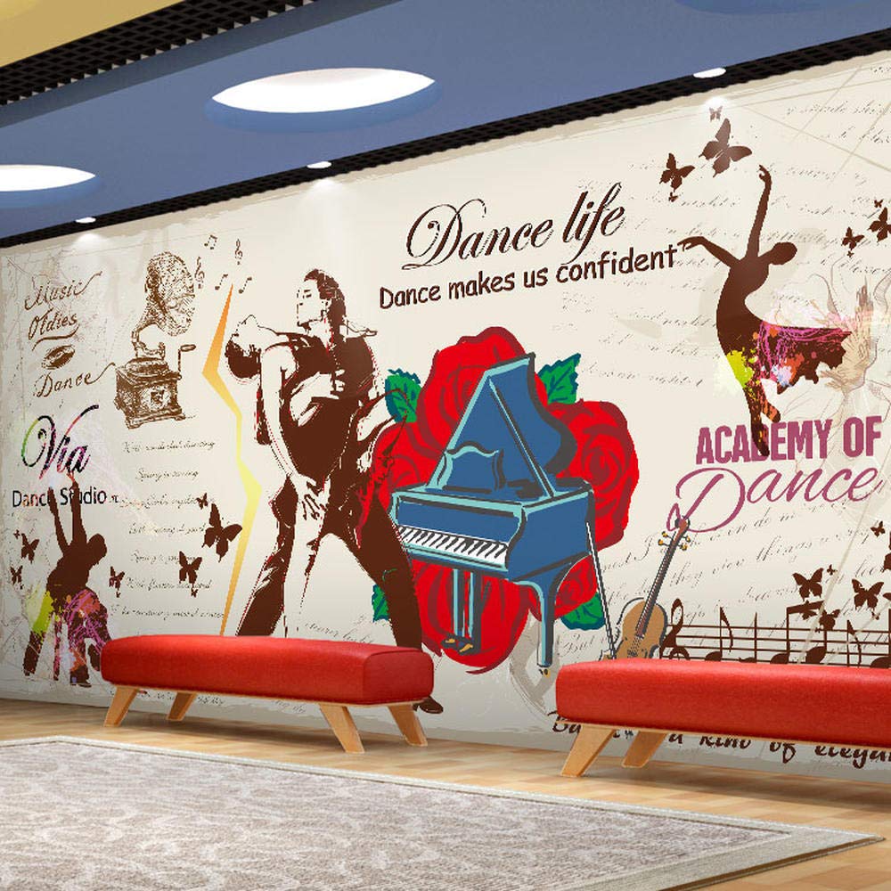 Carta da parati 3D Wall Mural3d musica graffiti danza hip hop street dance wallpaper personalità retrò grande murale palestra bar sfondo carta da parati250cm×170cm