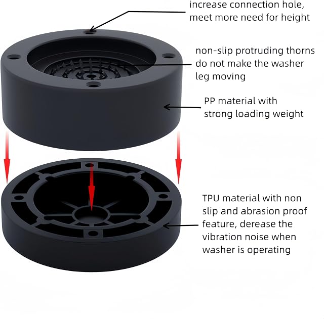 8 Pack Plaques anti vibrations pour lave-linge et sécheuse, Anti Walk Lave-linge Support de la laveuse l'appareil de séchage à froid