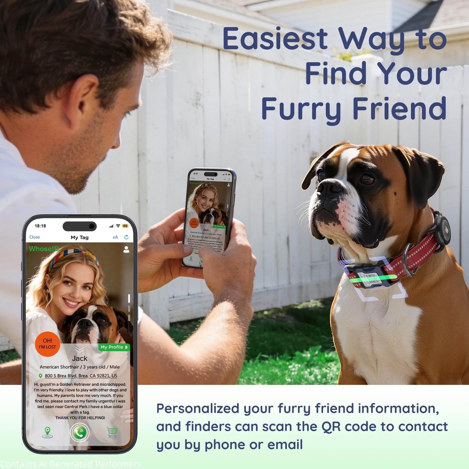 Collar de perro con código QR, collar reflectante para perro, acolchado de neopreno suave y hebilla de bloqueo de seguridad, collar ajustable para mascotas (rojo, M con soporte para Airtag)