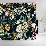 Floral Shower Curtain for Bathroom - Waterproof Fabric Shower Curtain Set - Colorful Flower Bath Decor Curtain with Curtain Hooks 72 x 72 Inches