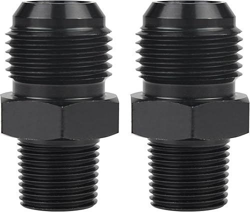 Miniatura 25 de Adaptador de Conexión 4AN Macho Flare a 1/2 NPT Adaptador Recto de Manguera de Línea de Combustible de Aluminio Anodizado Negro Accesorios