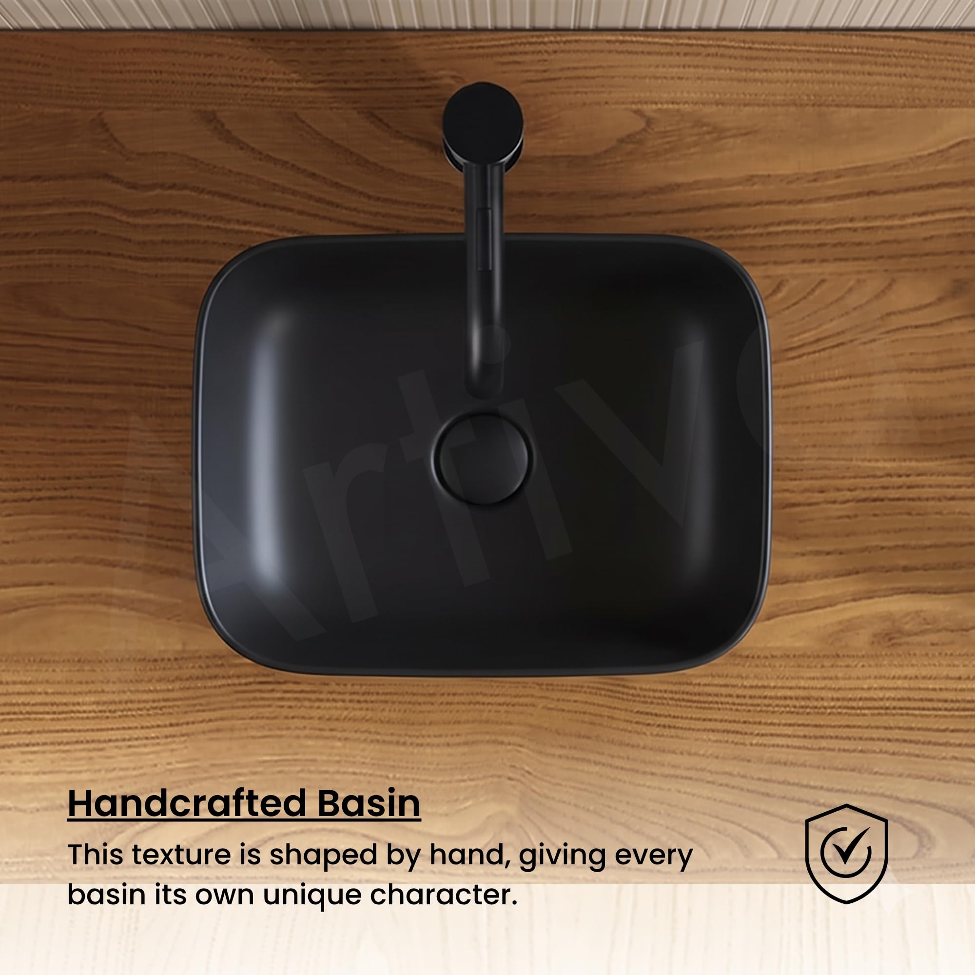 Artiva Black Ceramic Wash Basin - Rectangle Sink -6 Artiva Black Ceramic Wash Basin - Rectangle Sink -6