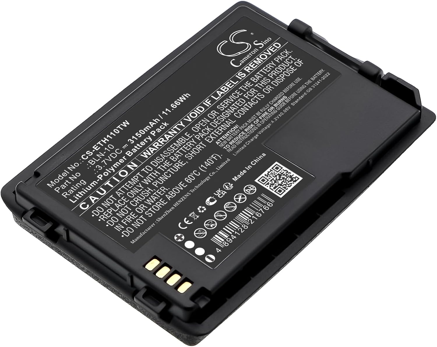 Battery for Tetra Cassidian TH1N PN:Tetra BLN-10, BLN-11, HT9980AA 3150/11.66Wh