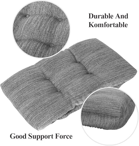 Miniatura 9 de baibu Juego de 2 cojines rectangulares para taburete, cojín suave para taburete de bar, cojines de asiento con lazos, solo 2 cojines (gris, 18 x 9.5