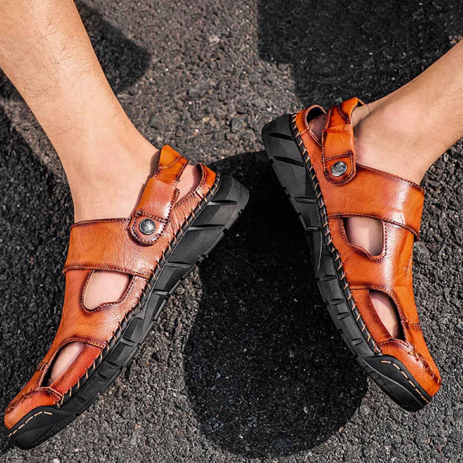 Genérico Sandalias De Verano Hombre Cerradas - Sandalias Transpirables Sin Cordones para Hombre para Caminar De Forma Informal En La Playa CóModas Ligeras Y Planas Calzado De Verano para Exteriores