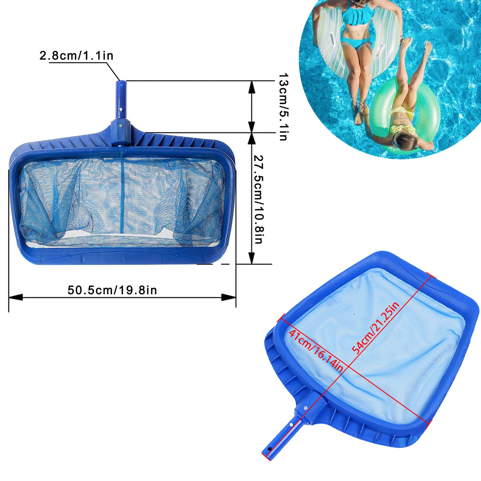 SRHIMEOS Retino Piscina, Retino per Piscina, Professionale Skimmer per Piscina con Rete a Maglia fine a Basso ingombro Stagno Piscina Stagno per Pulizia Piscina Foglie e detriti