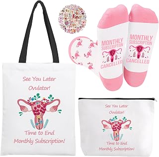 HIGHTERTON Hysterectomy Gifts for Women,4pcs Recovery Gift Set with Funny Reusable Grocery Bag, Care Present For Her Survivor Uterus Removal