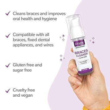 EverSmile OrthoFoam Braces Cleaner Travel Size Brushable Foam Whitens Teeth, Eliminates Bacteria, Fights Plaque and Bad Breath Cleans Under Metal, Ceramic, Clear Brackets and Wires 25ml