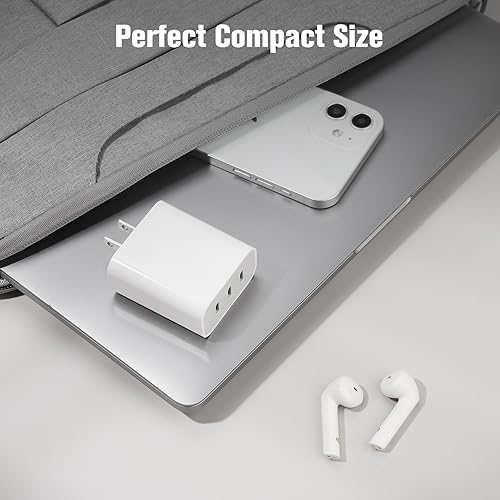 Miniatura 7 de Cargador USB C, bloque de cargador rápido Amoner de 35 W, 3 puertos, adaptador de cubo para iPhone con entrega de potencia PD 3.0 compatible con