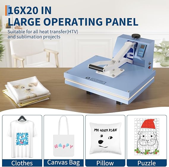 Heat Press 16x20, High Pressure Heat Press Machine for t Shirts, Digital Professional Press Machine, Slide Out Professional Heat Press for Sublimation, Heat Transfer Projects, Heats Up Fast & Evenly