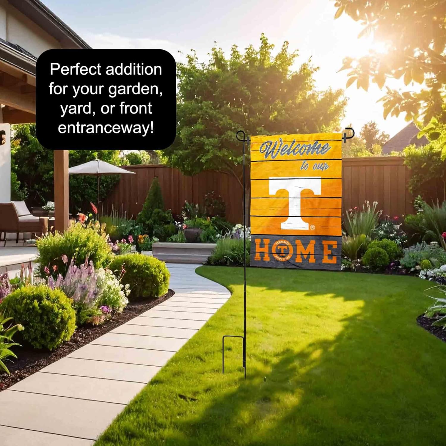 Tennessee Volunteers Welcome to our Home Garden Flag with Stand Holder - Image 4