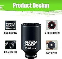 Vista 4 de SUNHZMCKP - Juego de llaves de impacto de 6 puntos de 1/2 pulgada, juego de 8 piezas de llaves de impacto de tuerca de eje SAE estándar SAE, Cr-Mo