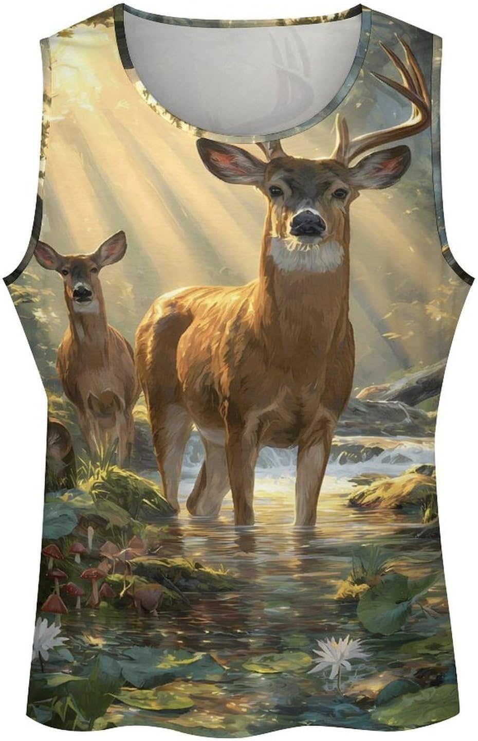 Deer Animals Wildlife Hunting Men Tank Top Workout Shirt Muscle T Shirt 5XL