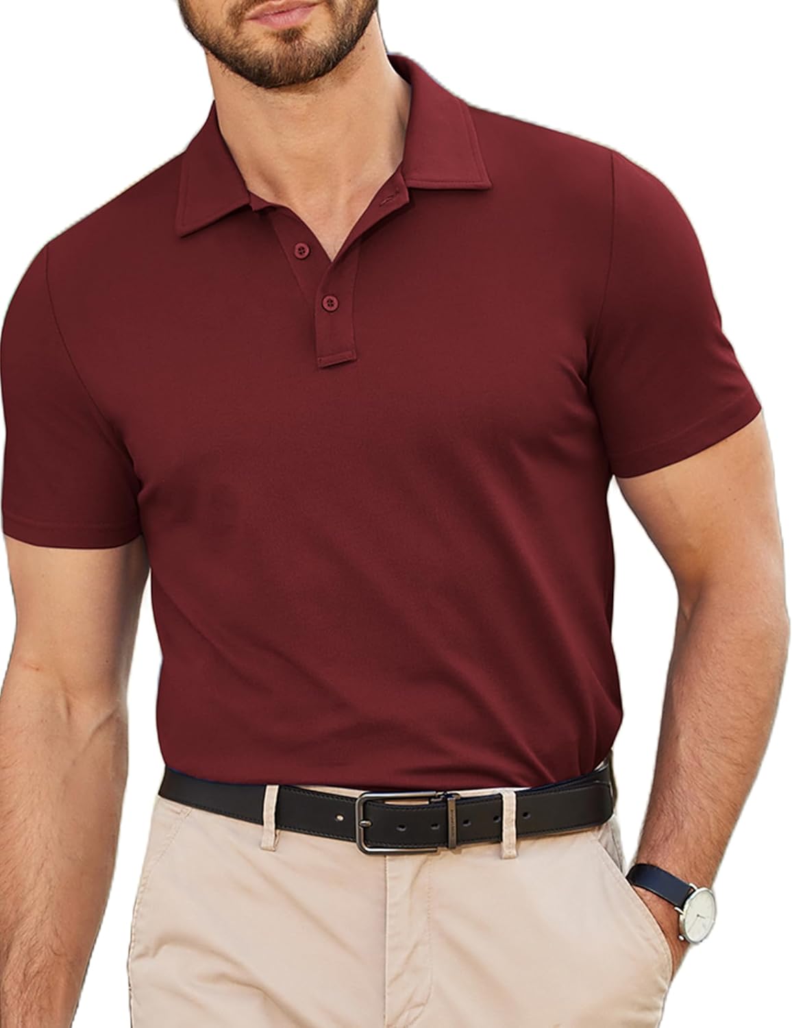 COOFANDY Mens Polo Shirts Short Sleeve Collared Golf Polos T-Shirts Solid Casual Pique Golf Polo Tees for Men