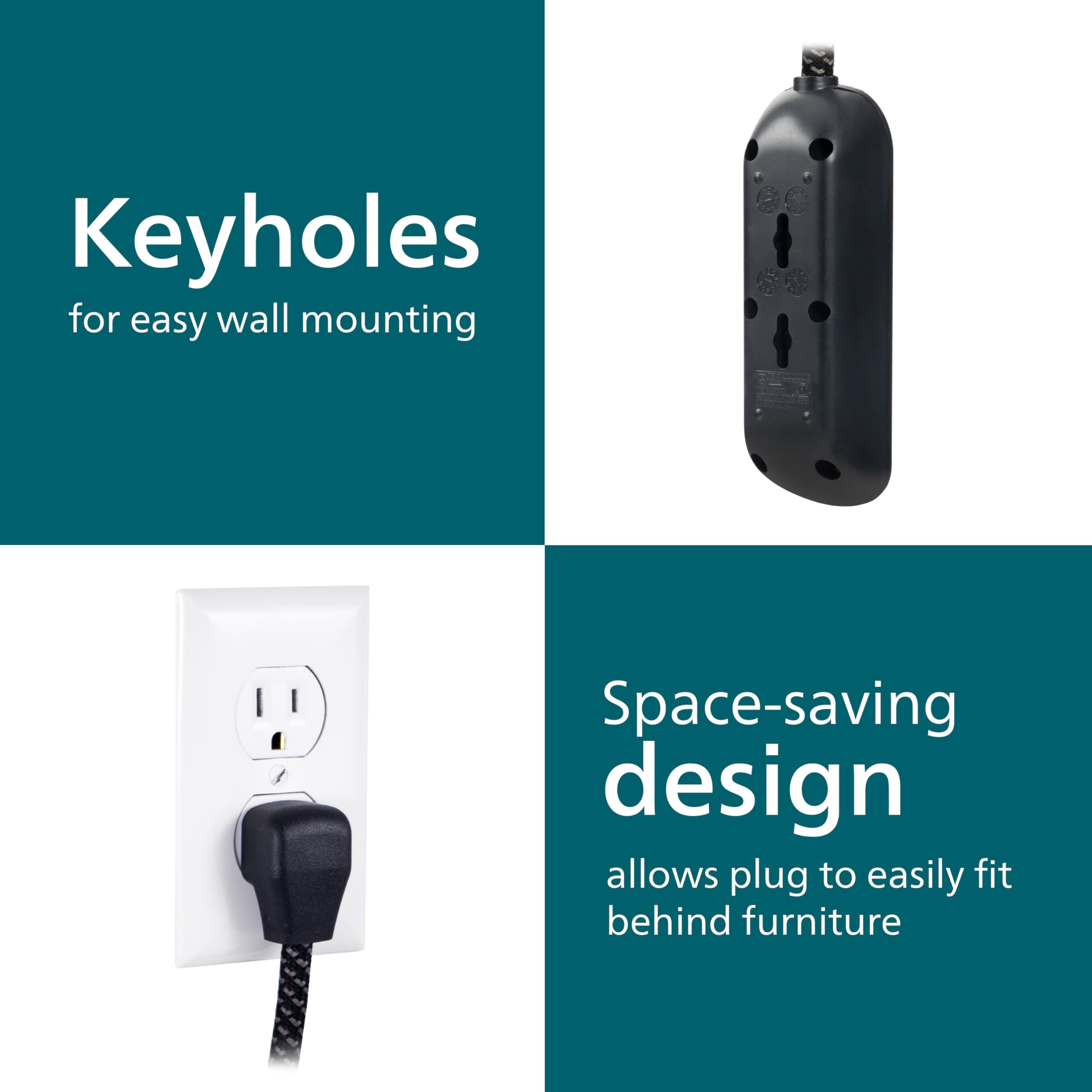 Philips 3-Outlet Extension Cord - Surge Protection -5