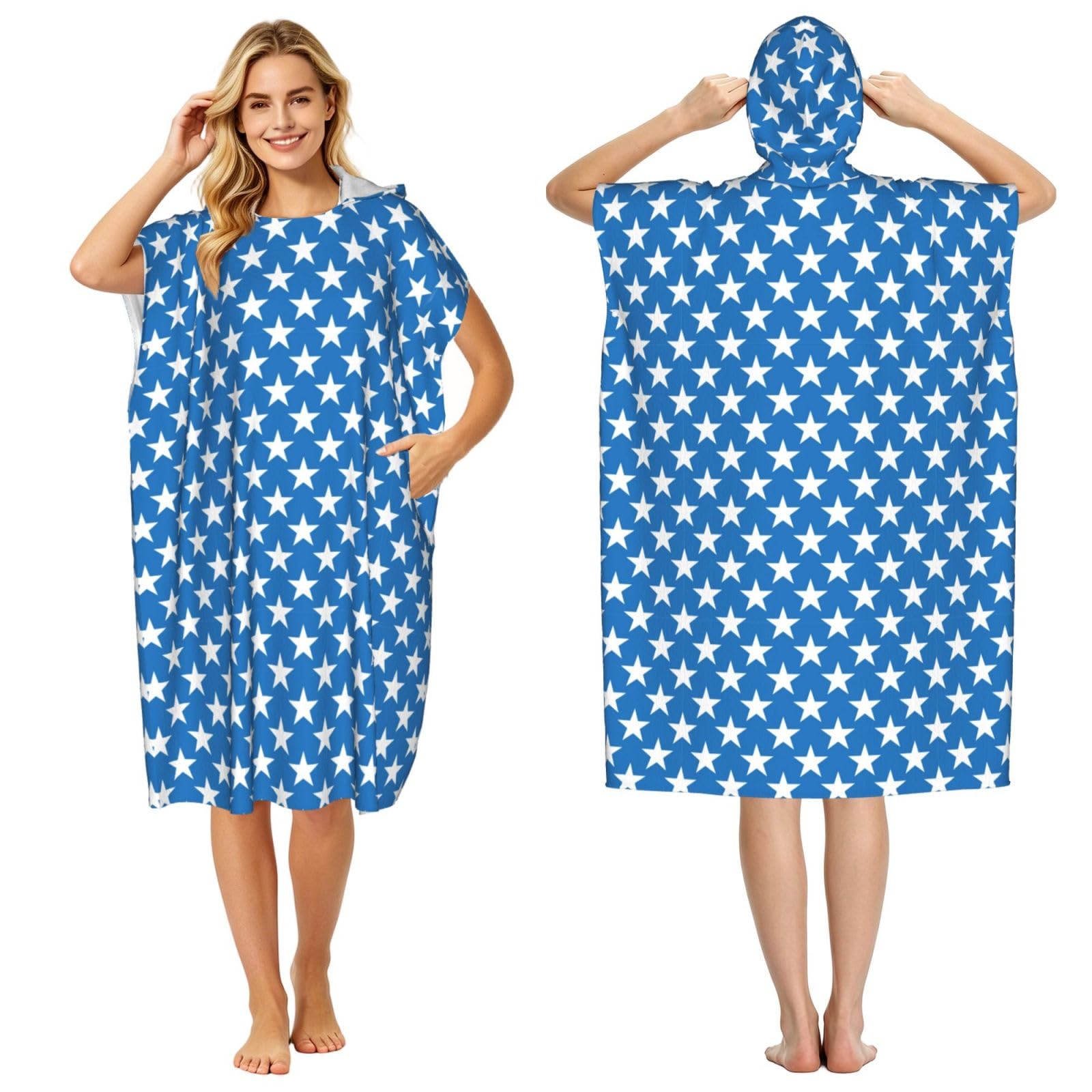 Noble Ren Flag Blue Adult Hooded Beach Towel Swimming Cover Outdoor Wearable Towels Bath Bathrobe Cape Quick Drying