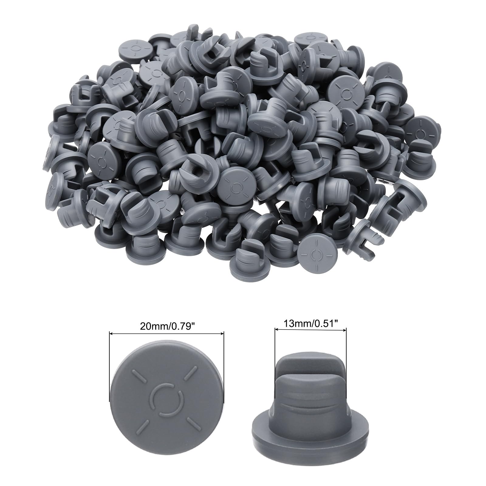 PATIKIL 20mm Vials Rubber Stoppers, 200 Pcs Self Injection Ports Butyl Rubber Bottle Stopper for Glass Vial Liquid Culture Jars