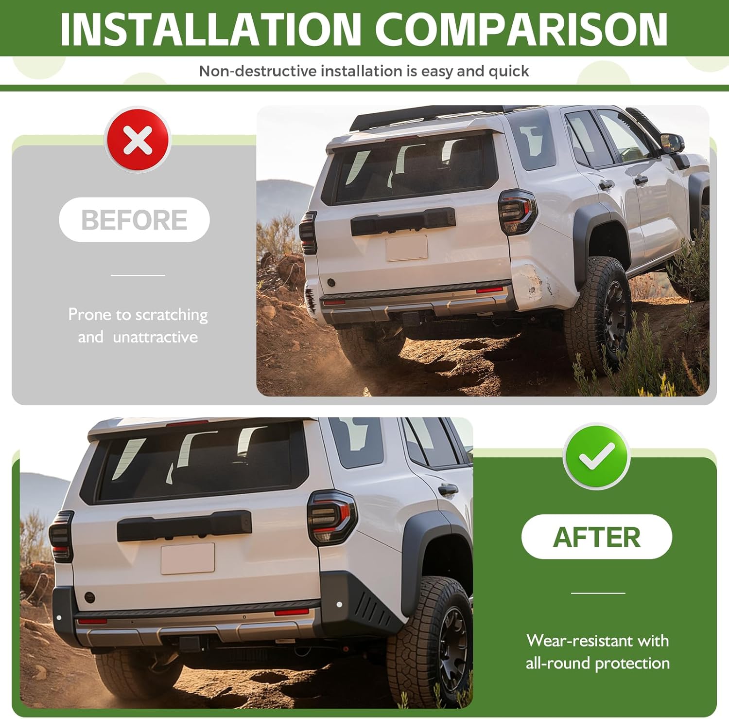 Rear Bumper Protector for 2025 2026 Toyota 4Runner (Exclude SR5) Rear Bumper Guards Corner Cover Soft TPE Material for 2025+ 4 Runner Car Exterior Accessories