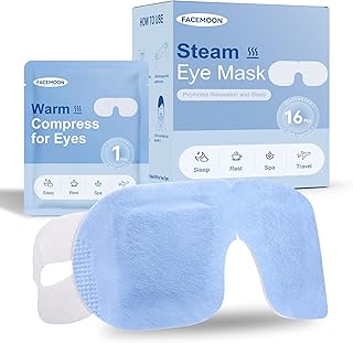 Self Heating Steam Eye Masks: Moist Eye Mask for Dry Eyes, Stye, Digital Eye Strain & Stress Relief, Stocking Stuffer, Warm Compress for Relaxation, Travel, Office, Sleep & Spa, Unscented (16 Packs)