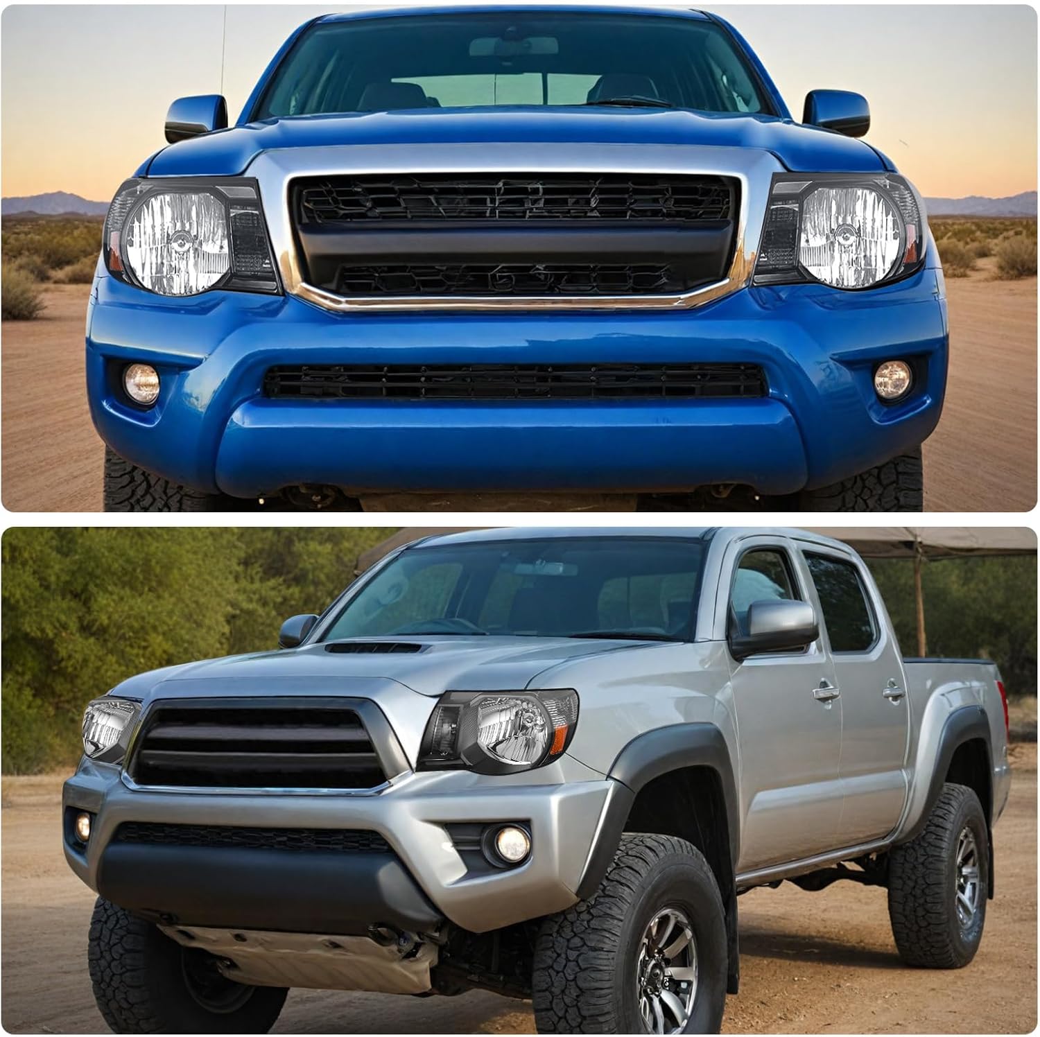 DWVO Headlight Assembly Compatible with 2005-2011 Toyota Tacoma 2005 2006 2007 2008 2009 2010 2011 Tacoma Headlights Black Housing Clear Lens