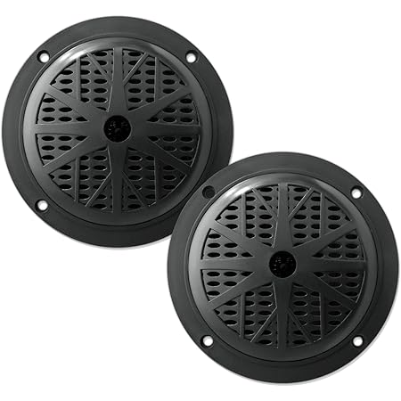 5.25 Inch Dual Marine Speakers - 2 Way Waterproof and Weather Resistant Outdoor Audio Stereo Sound System with 100 Watt Power, Polypropylene Cone and Cloth Surround - 1 Pair - PLMR51B (Black)