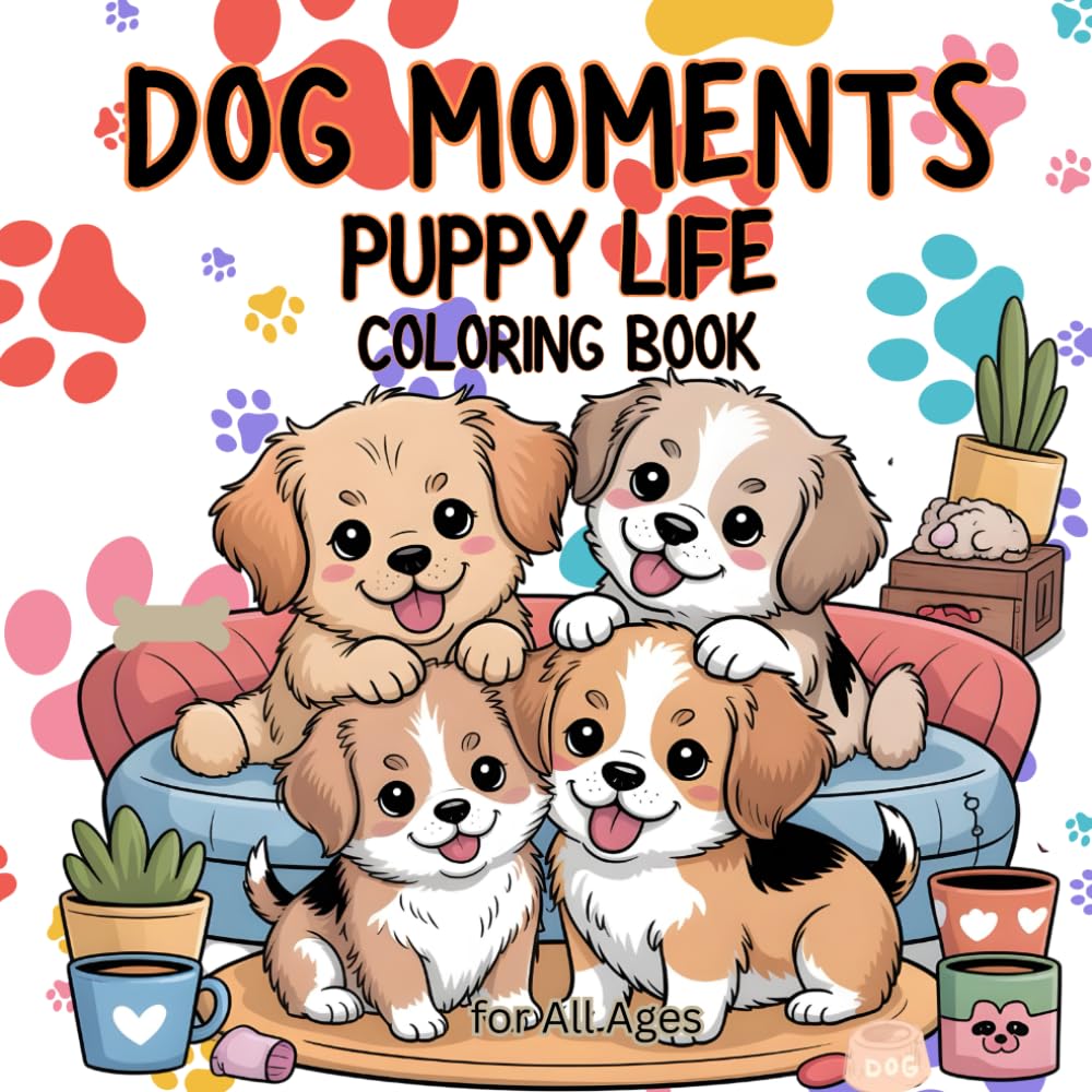 Dog Moments: Puppy Life Coloring Book: Dog Moments: Puppy Life Coloring Book 40 Cozy, Cute & Heartwarming Pages of Everyday Puppy Adventures for All Ages