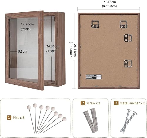 Miniatura 2 de Muzilife Marco de fotos Shadow Box de 8 x 10 pulgadas  2.16 pulgadas de profundidad de madera y vidrio, caja de memoria lista para colgar, recuerdos