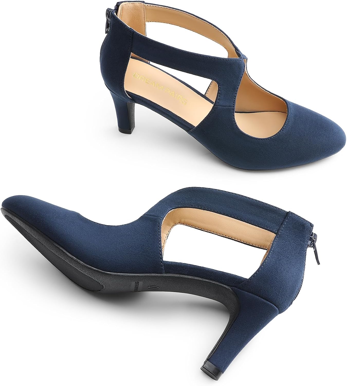 DREAM PAIRS Women's Pumps Closed Pointed Toe Kitten Heels image 5