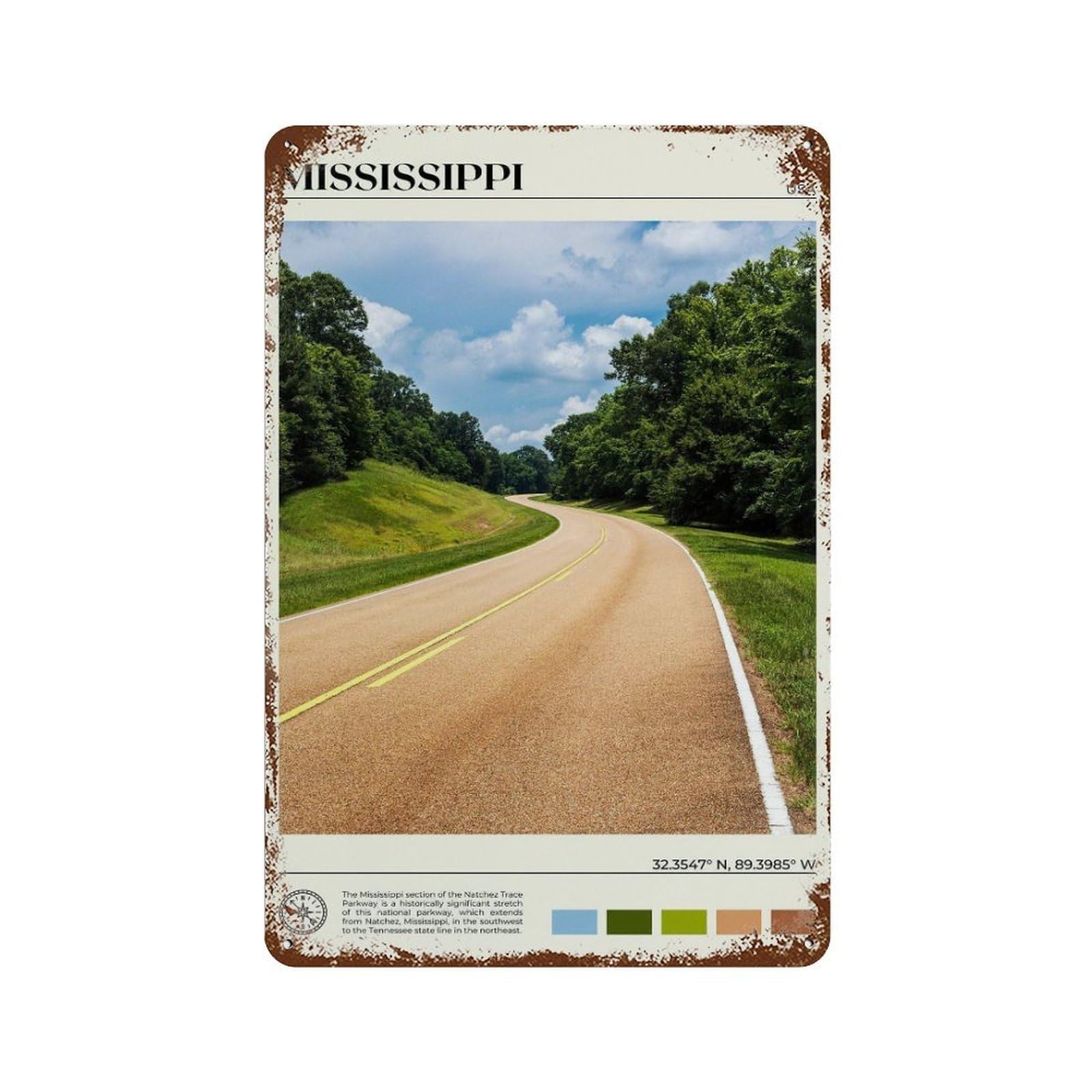 xiaoxiaoshen Real Photo Mississippi Decor Wall Decor Art Metal Tin Poster Modern Home Decor Art Home Bar Shop Decorations Vintage Sign 30x20cm