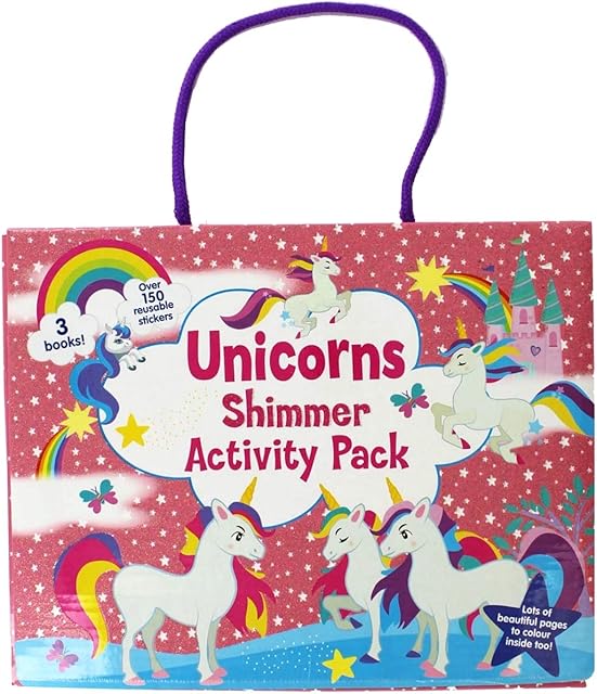 Unicorns Shimmer Activity Pack Kids Colouring Books & Stickers Set