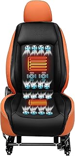 Cooling Car Seat Cover with 16 Fans Cooling Car Seat Cushion with Massage Adjustable Temperature 12V Seat Cooler Car Seat Cooling Pad Ventilated Seat Cover for Car (3 in 1, Black)