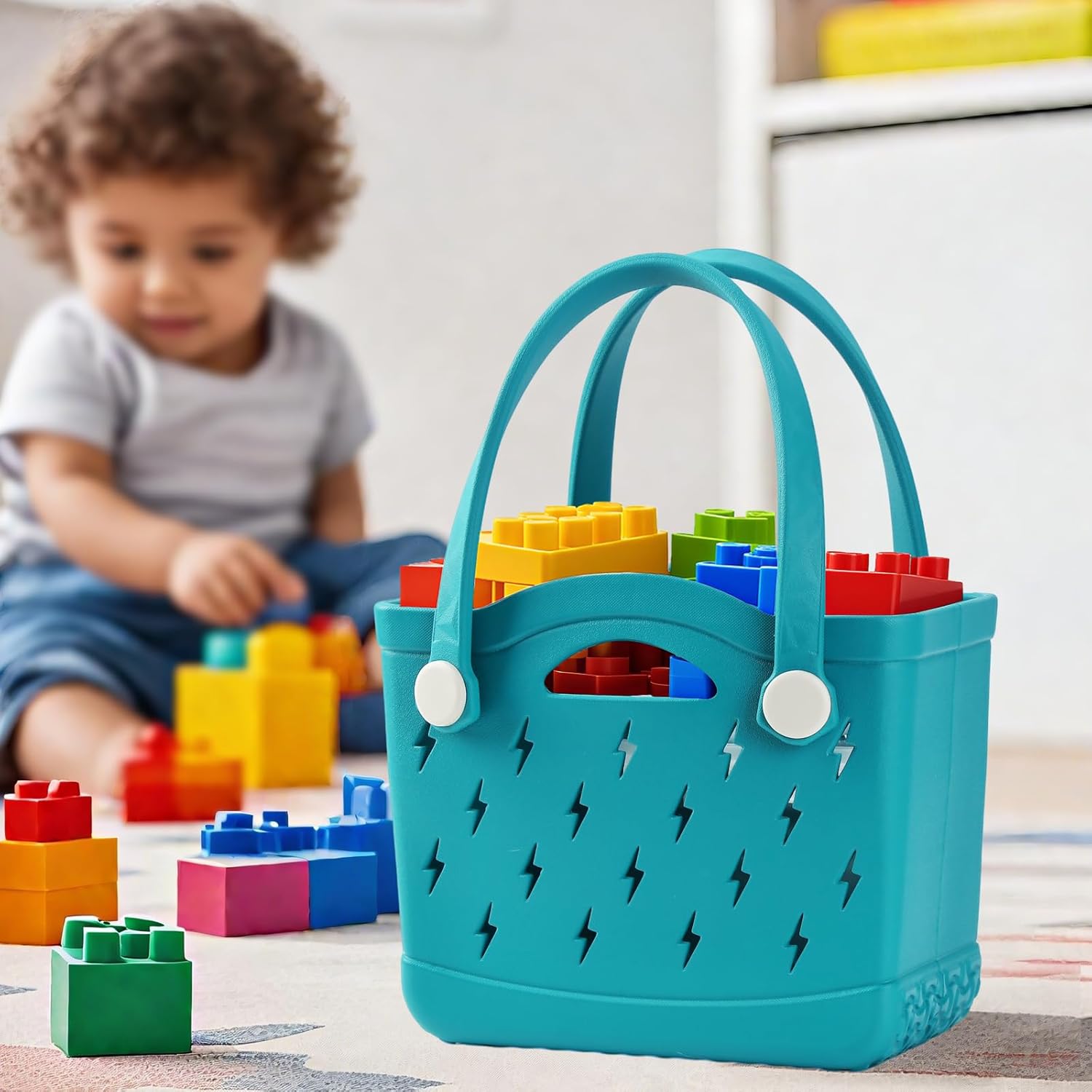 Rubber Beach Tote Bag Small, Waterproof Modern Design Double Handle Travel Pool Swim EVA Bag