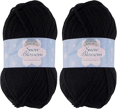 JubileeYarn Snow Blossom Yarn - DK Superwash Wool - Black - 2 Skeins