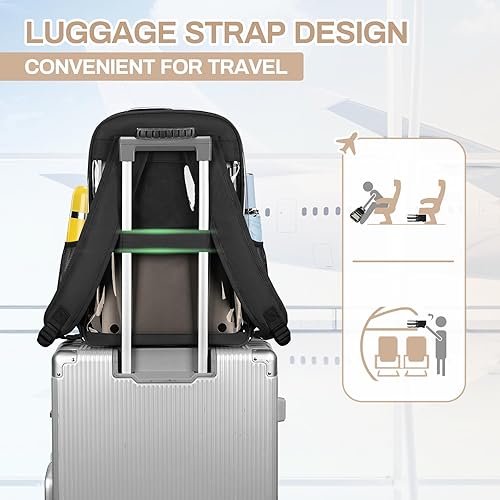 Miniatura 6 de MUSEVOS Mochila transparente, resistente bolsa de libros transparente para escuela, universidad de PVC transparente aprobado por estadios, Negro -,