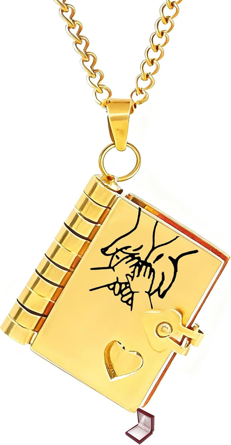 ziella Incredible Dɑughter Love Book Necklace-To My Daughter Book Pendant Necklace Adjustable Stainless Steel Jewelry Openable with 6 Pages of Gifts