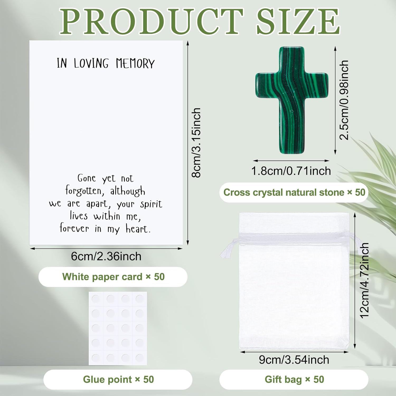 Chunful 50 Sets Celebration of Life Favors Christian Pocket Token Bulk Cards with Cross Crystal Stones White Organza Bags Sympathy Funeral Guest Return Thank You Gifts for Memorial Party Supplies